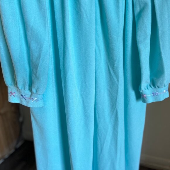 Vintage Vanity Fair Housecoat Robe Light Blue Womens Medium 60s 70s USA Made - Picture 3 of 4